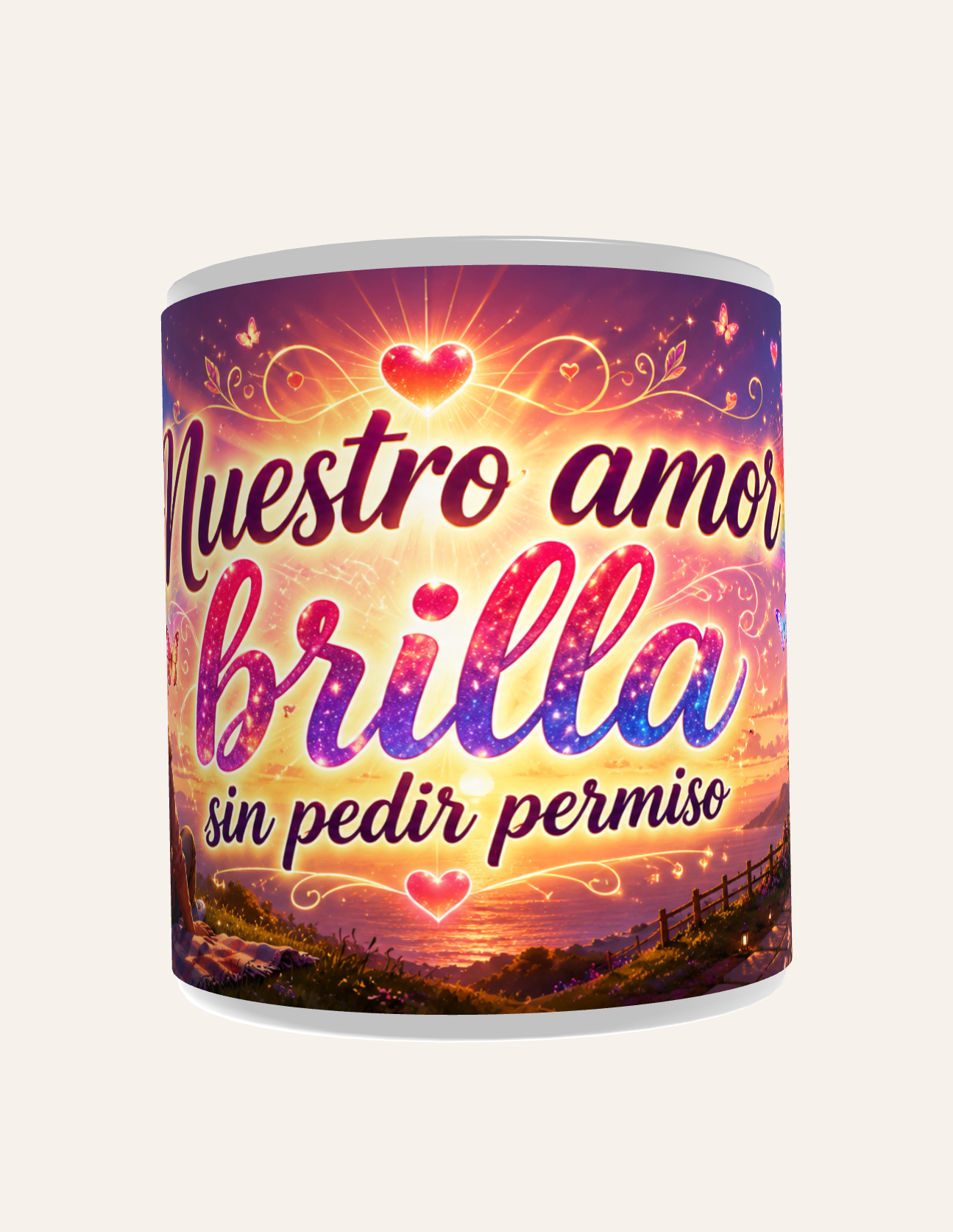 Taza Nuestro Amor Brilla Sin Pedir Permiso - Imagen 2
