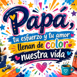 Taza Papá Tu Esfuerzo y Tu Amor Llenan de Color Nuestra Vida